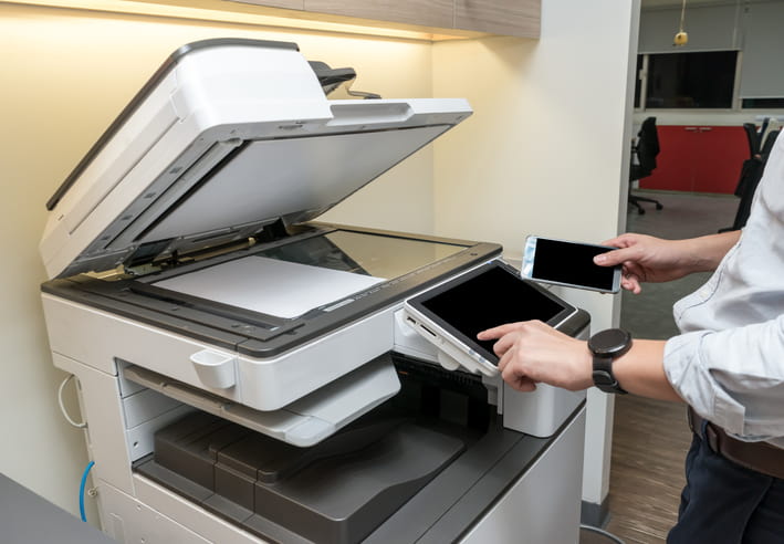 Modern copier demonstrating secure document access controls in Palm Coast, FL